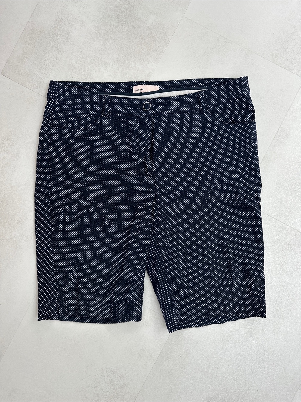 Adagio Ladies Navy Polka Dot Stretch Shorts